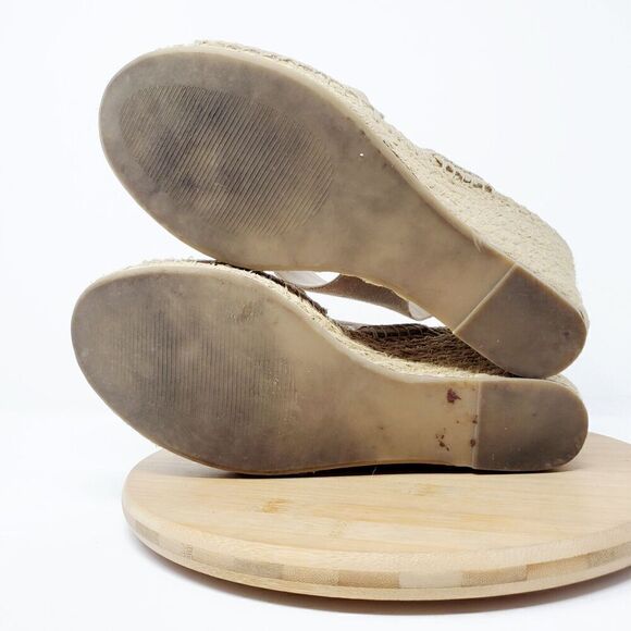 Steve Madden Womens 11 Wedge Sandals Platform Beige Suede Strappy Shoes Resort - Picture 8 of 9